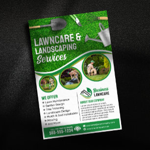 Flyer Cuidado com Gramado Paisagismo Jardim Manutenção d