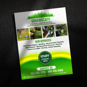 Flyer Cuidado com o gramado verde Serviço de corte e pai