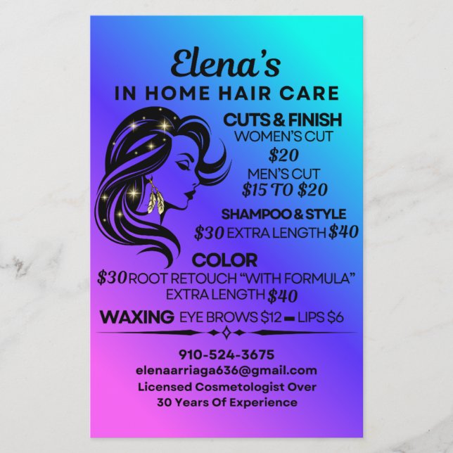Flyer Cuidado de cabelo em casa da Elena (Frente)