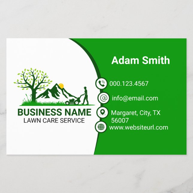 Flyer Cuidado Profissional com Gramados Jardim Verde e F (Frente)