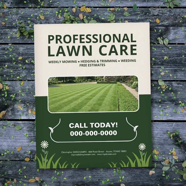 Flyer Cuidado Profissional de Gramados (Professional Lawn Care Flyer)