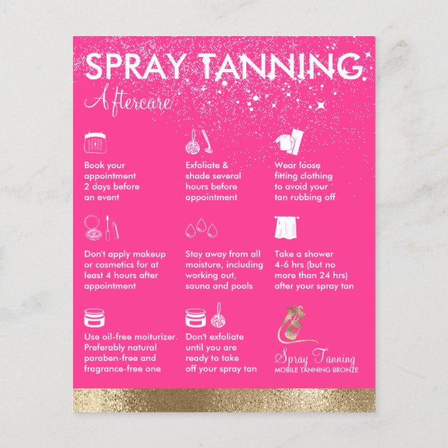Flyer Cuidados Pós Bronzeamento Spray Tinta Corporal Ros (Verso)