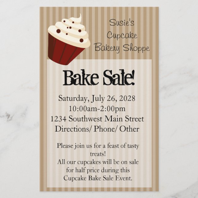 Flyer Cupcake com Listras Macias de Mocha (Frente)