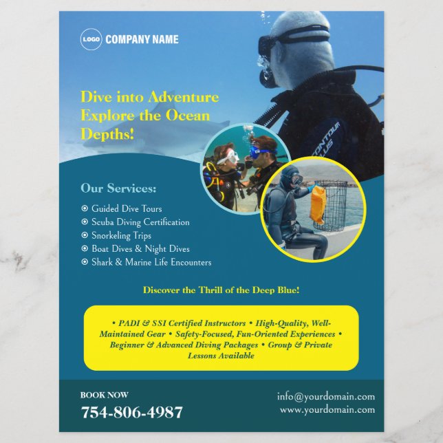 Flyer Curso de mergulho Scuba Personalizado (Frente)