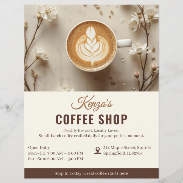 Flyer Custom Coffee Shop | Personalized Café Marketing (Frente)