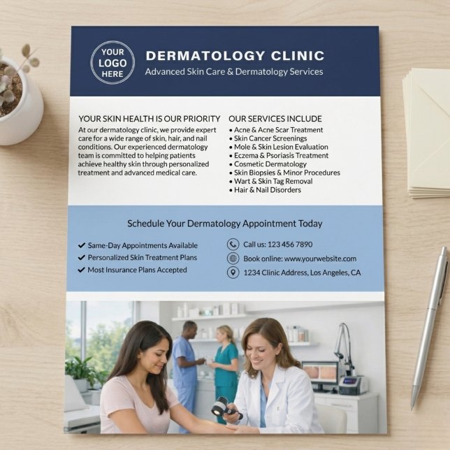 Flyer Custom Logo QR Dermatologist Dermatology Clinic (Explore the store for more designs created for businesses.)