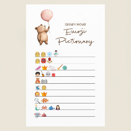 Flyer Cute Bear Baby Shower Disney Emoji Game Card