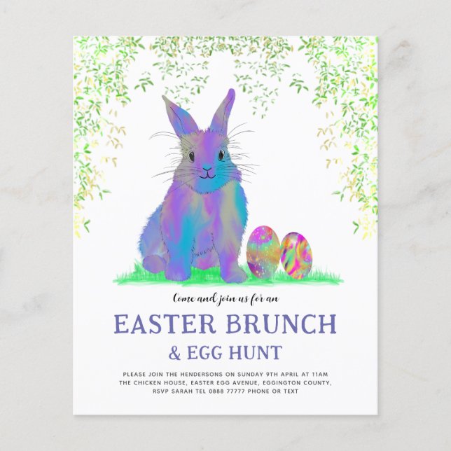 Flyer Cute Easter Bunny Egg Hunt and Brunch (Frente)