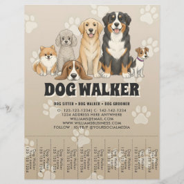 Flyer Cute Pet Sitting Dog Walker Custom Promotional
