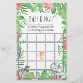 Flyer Cute Safari Animal Tropical Floral Baby Bingo