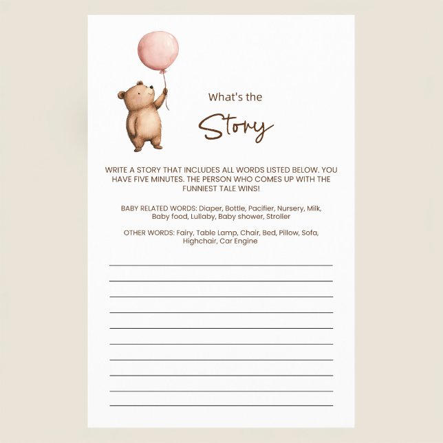 Flyer Cute Teddy Bear Baby Shower Story Writing Game (Criador carregado)