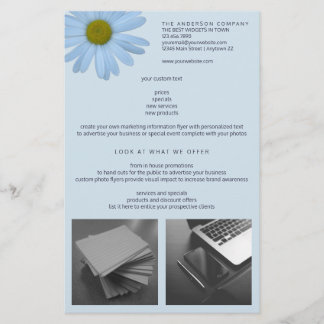 Flyer Daisy 2 Blue Floral Simple Modern Your 2 Photo