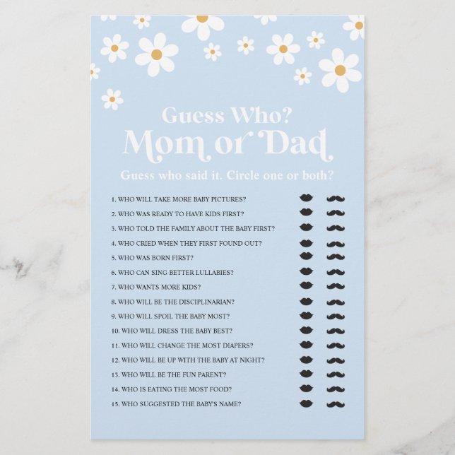 Flyer Daisy Chá de fraldas Adivinha Quem Joga Voador (Frente)