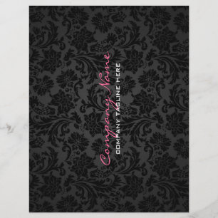 Flyer Damascos florais lisos do vintage branco & preto