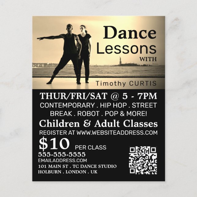 Flyer Dançarinos no Palco, Dance Lesson Advertising (Frente)