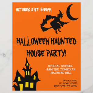 Flyer de Anúncio de Festa de Halloween em Casa Ass