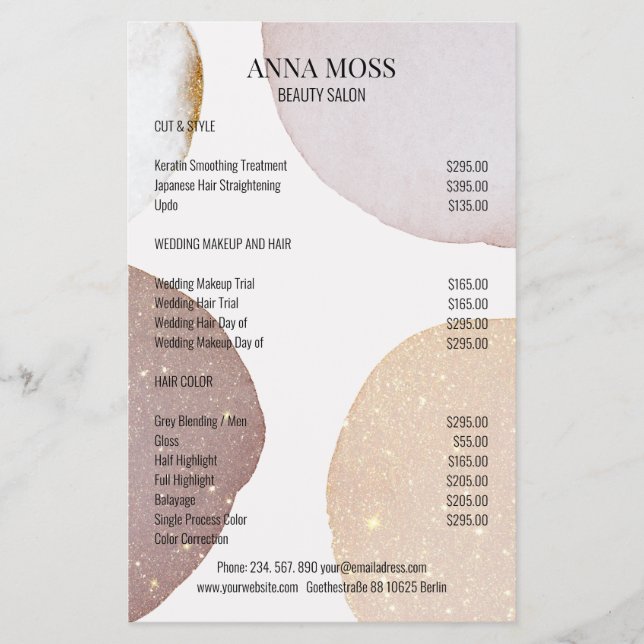 Flyer de Brilho Rosegold Moderno (Frente)