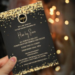 Flyer de ouro preto Elegante Sparkles<br><div class="desc">Elegante Sparkles negro de ouro. Um fundo preto é decorado com poeira falsa dourada. Personalize e adicione o logotipo da sua empresa,  o nome,  o seu texto.</div>