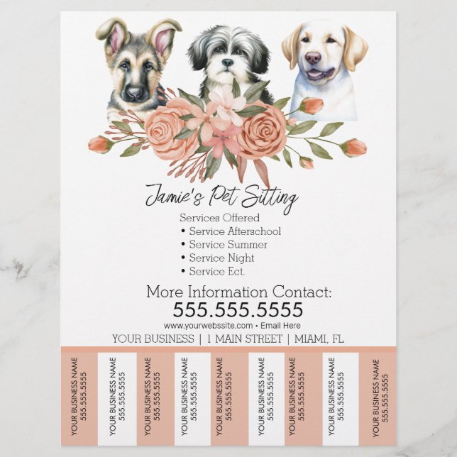 Flyer de Tiras de Rasgo de Negócios de Animais de  (Frente)