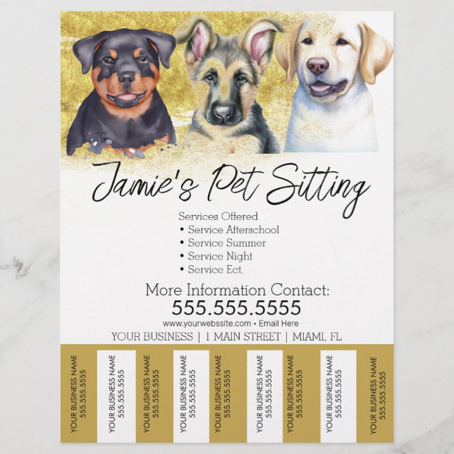 Flyer de Tiras Separáveis de Negócios de Cachorro  (Frente)
