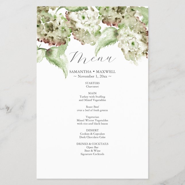 Flyer Decoração de Casamento com Hortênsias Verdes Rústi (Frente)