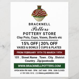 Flyer Decorar Jug, Loja De Potências, Potters Adverter