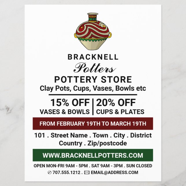 Flyer Decorar Jug, Loja De Potências, Potters Adverter (Frente)