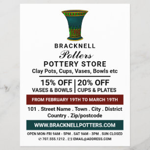 Flyer Decorar Vase, Loja De Potências, Adverter Potters