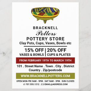 Flyer Decorate Bowl, Pottery Store, Potters Adverte