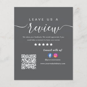 Flyer Deixe-nos uma revisão do Instagram Dark Cinza no F