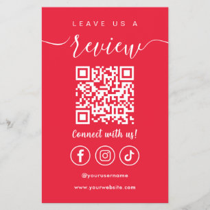 Flyer Deixe-Nos Uma Revisão Do Logotipo Qr Code Social M