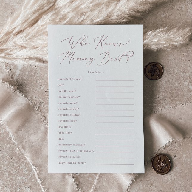 Flyer Delicar Rosa que conhece o melhor jogo de Mamãe (Delicate Rose Who Knows Mommy Best Trivia Game Flyer)