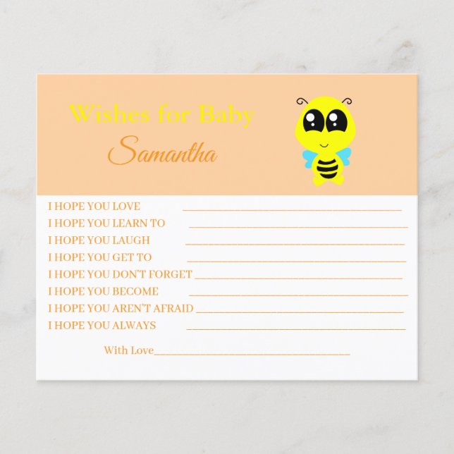 Flyer Desejo um bebê, abelha, chá de fraldas (Frente)