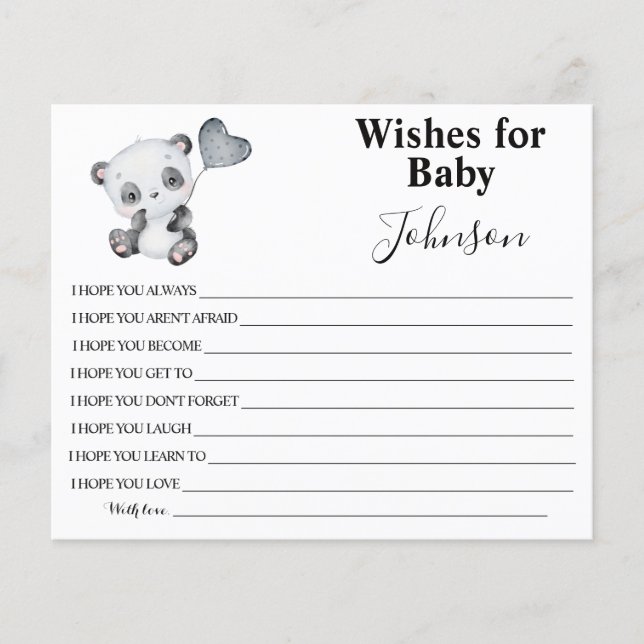 Flyer Desejos Para Bebê | Baby Panda | Placa de Chá de f (Frente)
