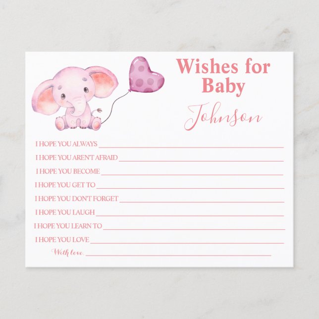Flyer Desejos Para Bebê | Elefante para bebês | Placa de (Frente)
