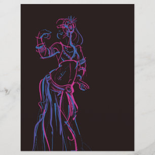 Flyer Desenho de esboço de gesto de dançarina tribal fus