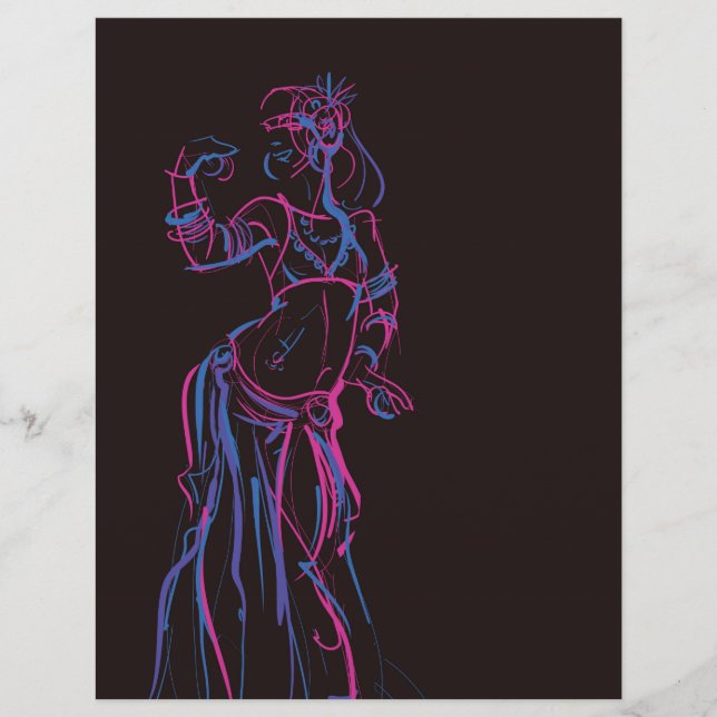 Flyer Desenho de esboço de gesto de dançarina tribal fus (Frente)