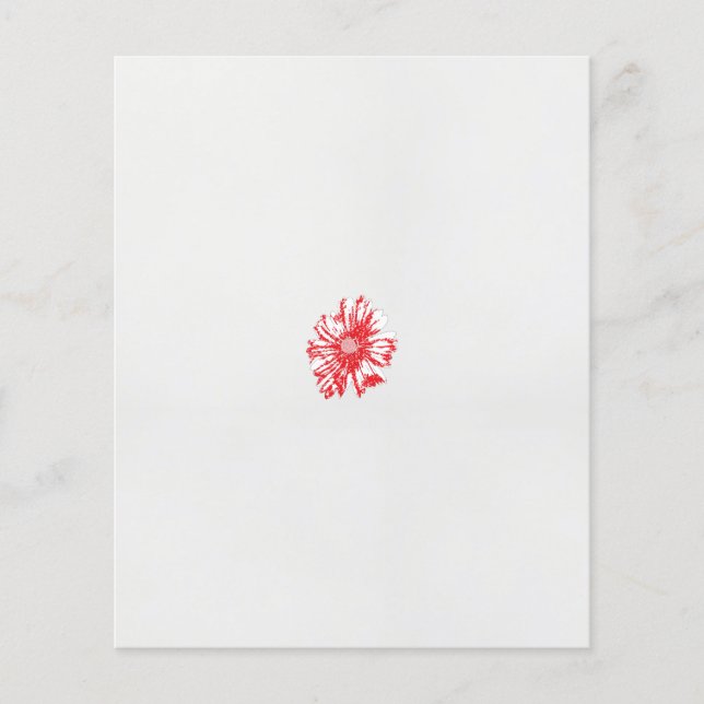 Flyer desenho de uma flor vermelha sobre fundo branco (Frente)