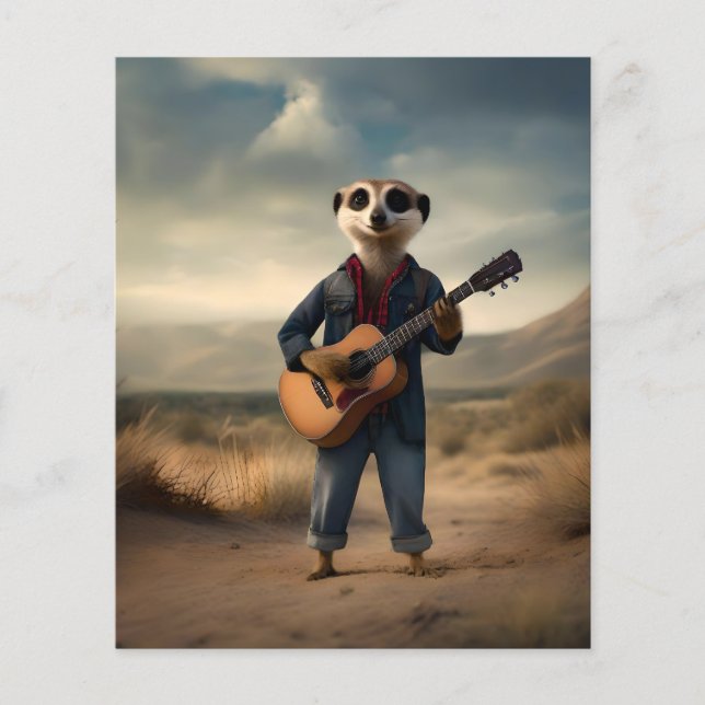 Flyer Desert Blues: Um dama de guitarra Denim Meerkat, (Frente)