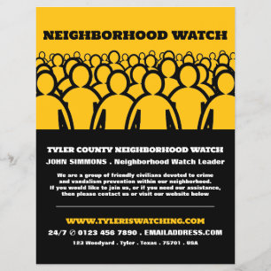 Flyer Design da multidão, Anúncio comunitário de vigilân