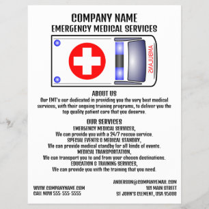 Flyer Design de ambulância, EMT, paramédico