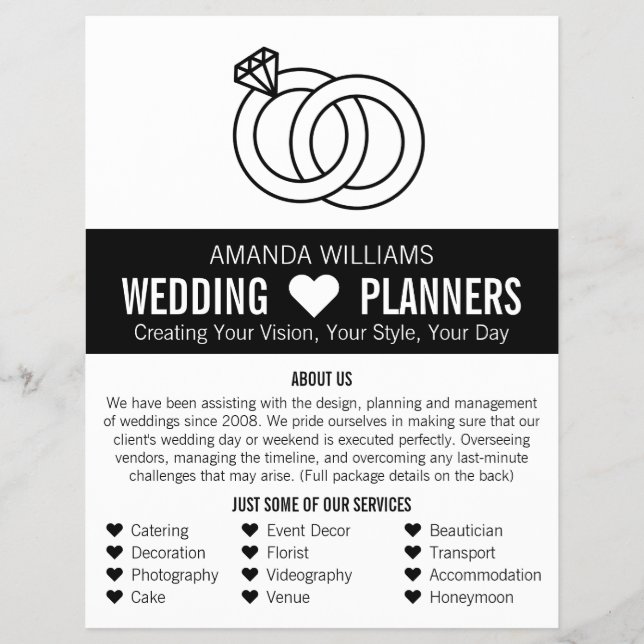 Flyer Design de Anéis de Casamento Vinculados, Planejado (Frente)