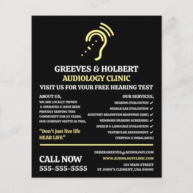 Flyer Design de Audiologia, Audiologista, Clínica Audiol (Frente)