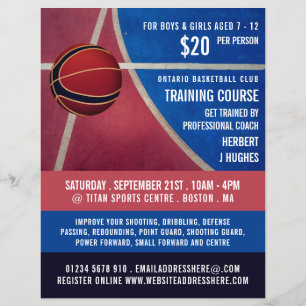 Flyer Design de basquete, curso de treinamento de basque
