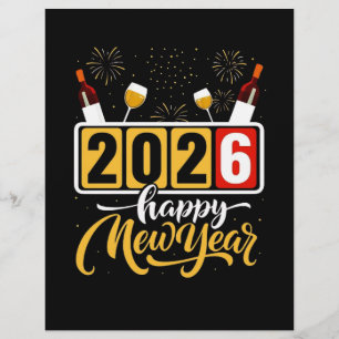 Flyer design de celebração do "Feliz ano novo 2026"