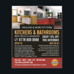 Flyer Design de cozinha e banheiro, cozinha/banheiro<br><div class="desc">Design de cozinha e de banheiro,  Panfleto publicitário da empresa Kitchen/Bathroom Fitter pela loja de Cartão de visita.</div>