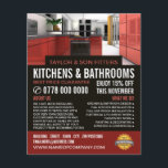 Flyer Design de cozinha na moda, cozinha e catador de ba<br><div class="desc">Design de cozinha na moda,  cozinha e panfleto publicitário da empresa Fitter de Banheiro pela loja Cartão de visita.</div>