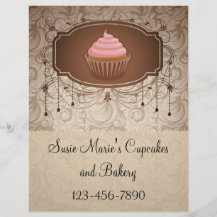 Flyer Design de Cupcake de Damasco Mocha Elegante Glamou