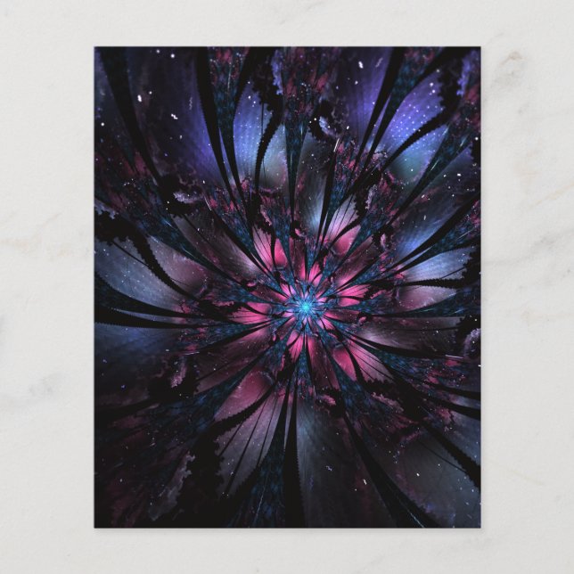 Flyer design de flor fractal abstrato. (Frente)