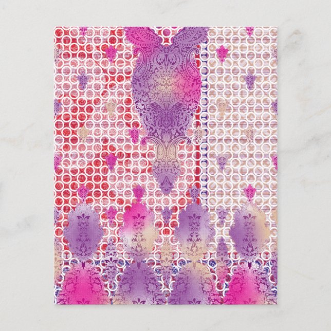 Flyer design de fundo roxo com pontos (Frente)